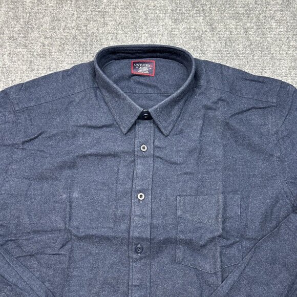 UNTUCKit Fuligni Shirt Mens XLT Regular Blue Flannel Long Sleeve Cotton New - Picture 4 of 11